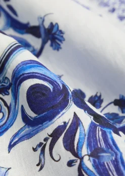 Finely printed linen mini shirt dress