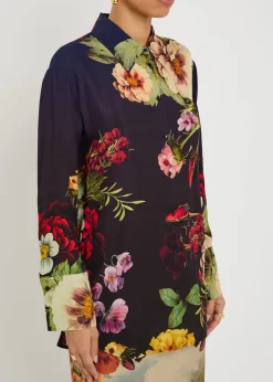 Finley floral-print satin shirt