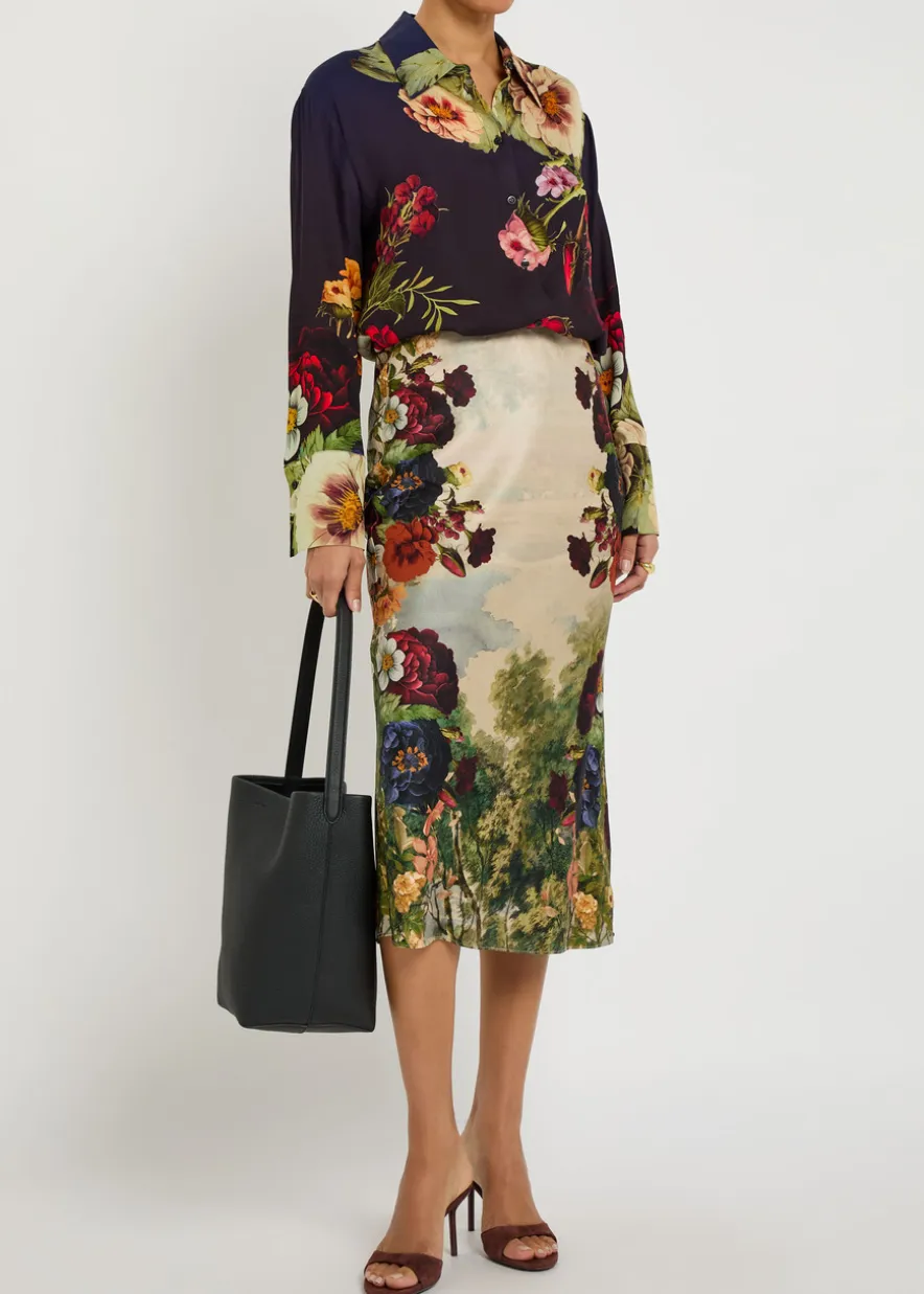 Finley floral-print satin shirt