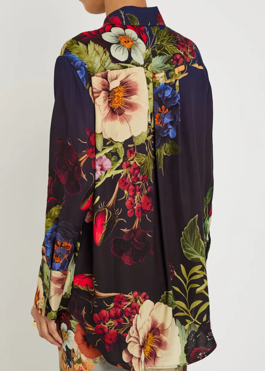 Finley floral-print satin shirt