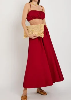Fiore gathered stretch-cotton poplin crop top