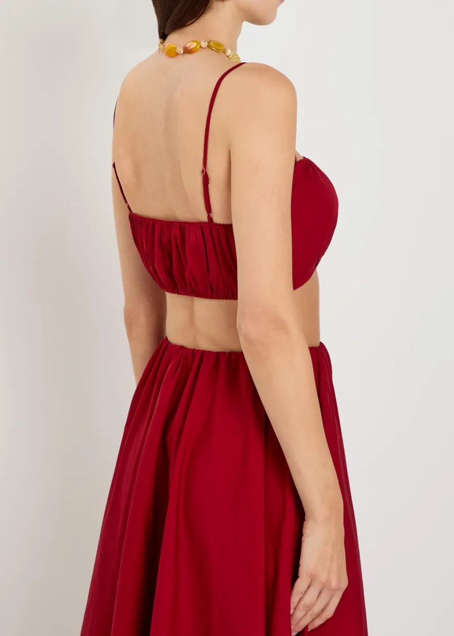 Fiore gathered stretch-cotton poplin crop top