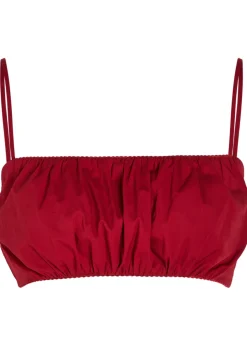 Fiore gathered stretch-cotton poplin crop top