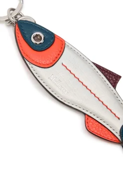 Fish panelled leather keyring