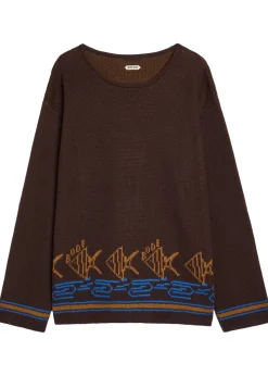 Fish School intarsia cotton jumper