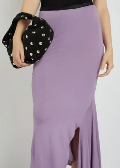 Fishtail asymmetric jersey midi skirt