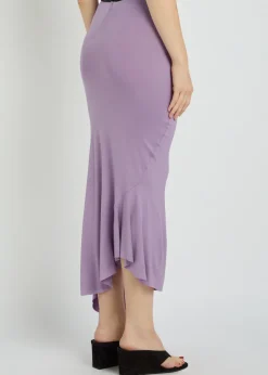 Fishtail asymmetric jersey midi skirt