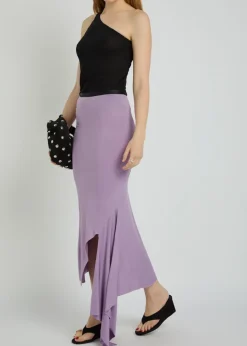 Fishtail asymmetric jersey midi skirt