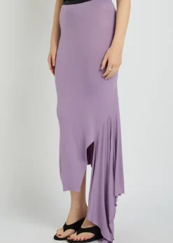 Fishtail asymmetric jersey midi skirt