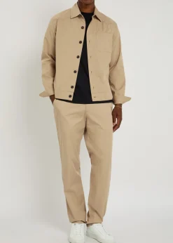 Fishtail cotton tapered-leg trousers