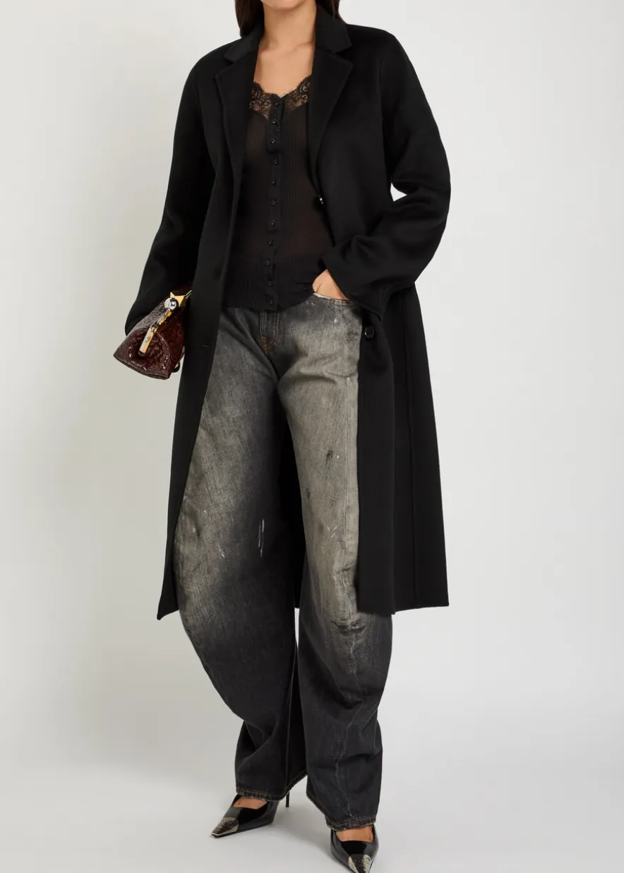 Fitted wool-blend coat