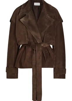 Flamina belted suede trench jacket