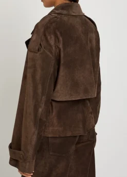 Flamina belted suede trench jacket