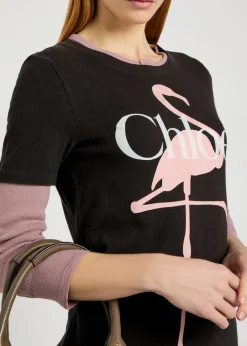 Flamingo printed cotton T-shirt