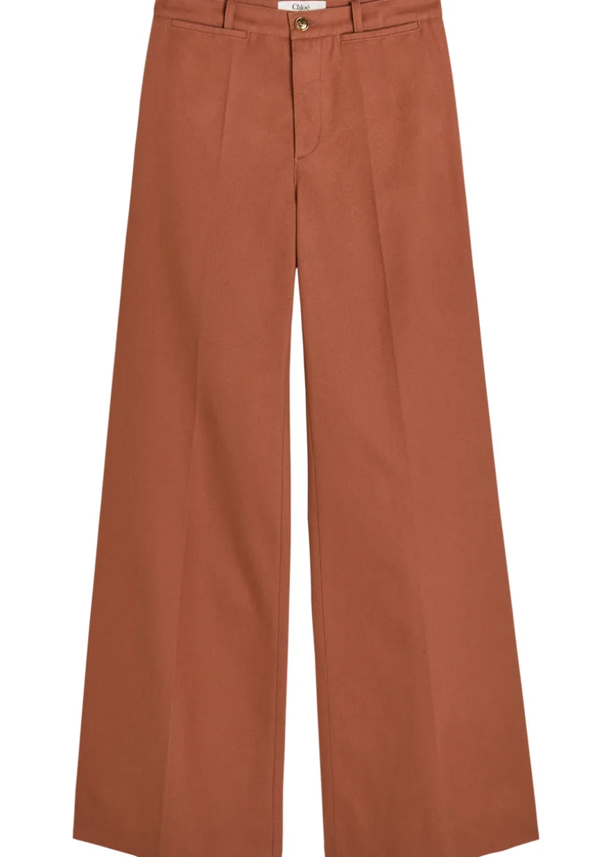 Flared-leg canvas trousers