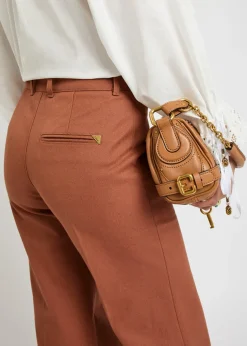 Flared-leg canvas trousers