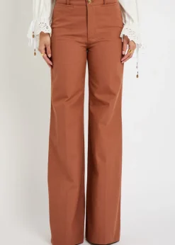 Flared-leg canvas trousers