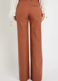 Flared-leg canvas trousers