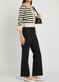 Flared-leg cotton-twill trousers