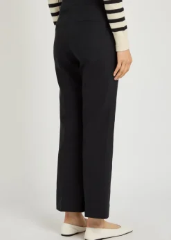Flared-leg cotton-twill trousers