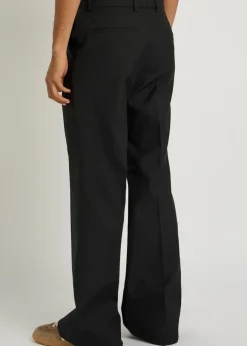 Flared-leg twill trousers