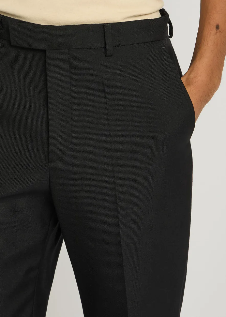 Flared-leg twill trousers