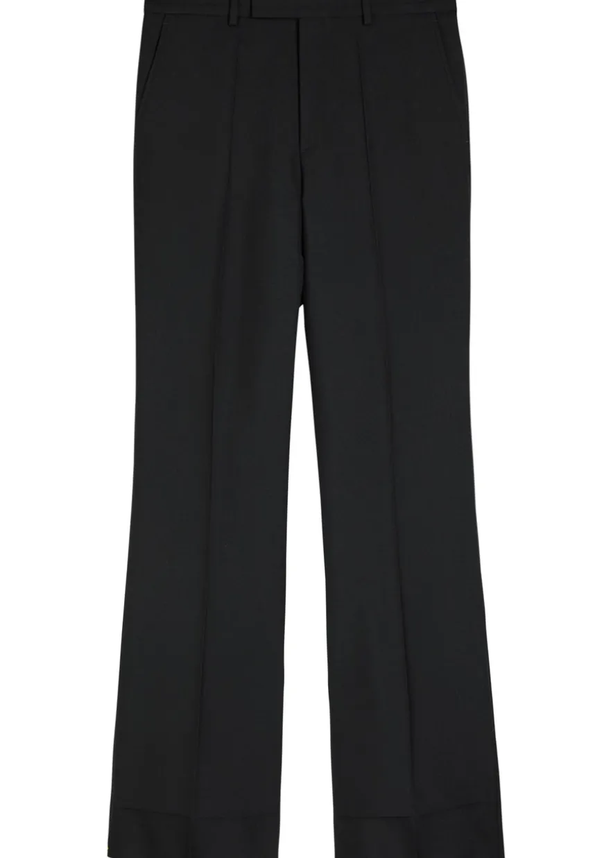 Flared-leg twill trousers