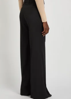 Flared-leg wool trousers