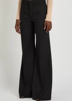 Flared-leg wool trousers