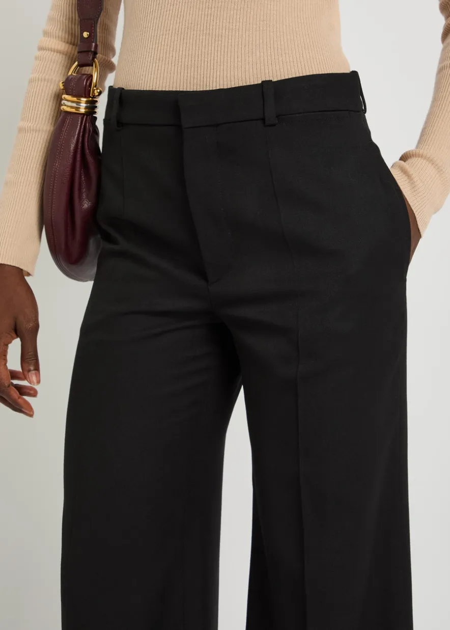 Flared-leg wool trousers