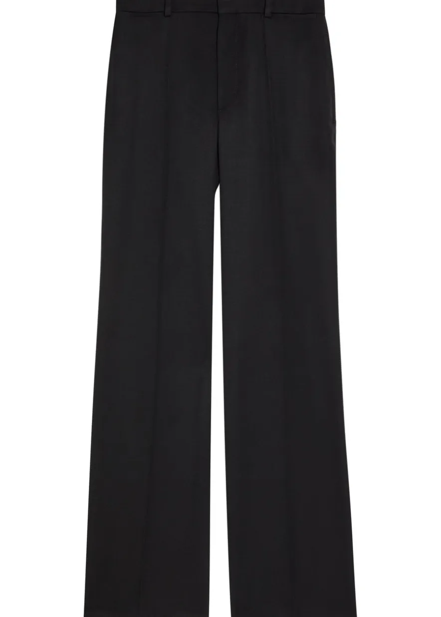 Flared-leg wool trousers