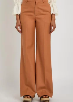 Flared-leg wool trousers