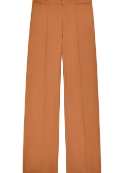 Flared-leg wool trousers