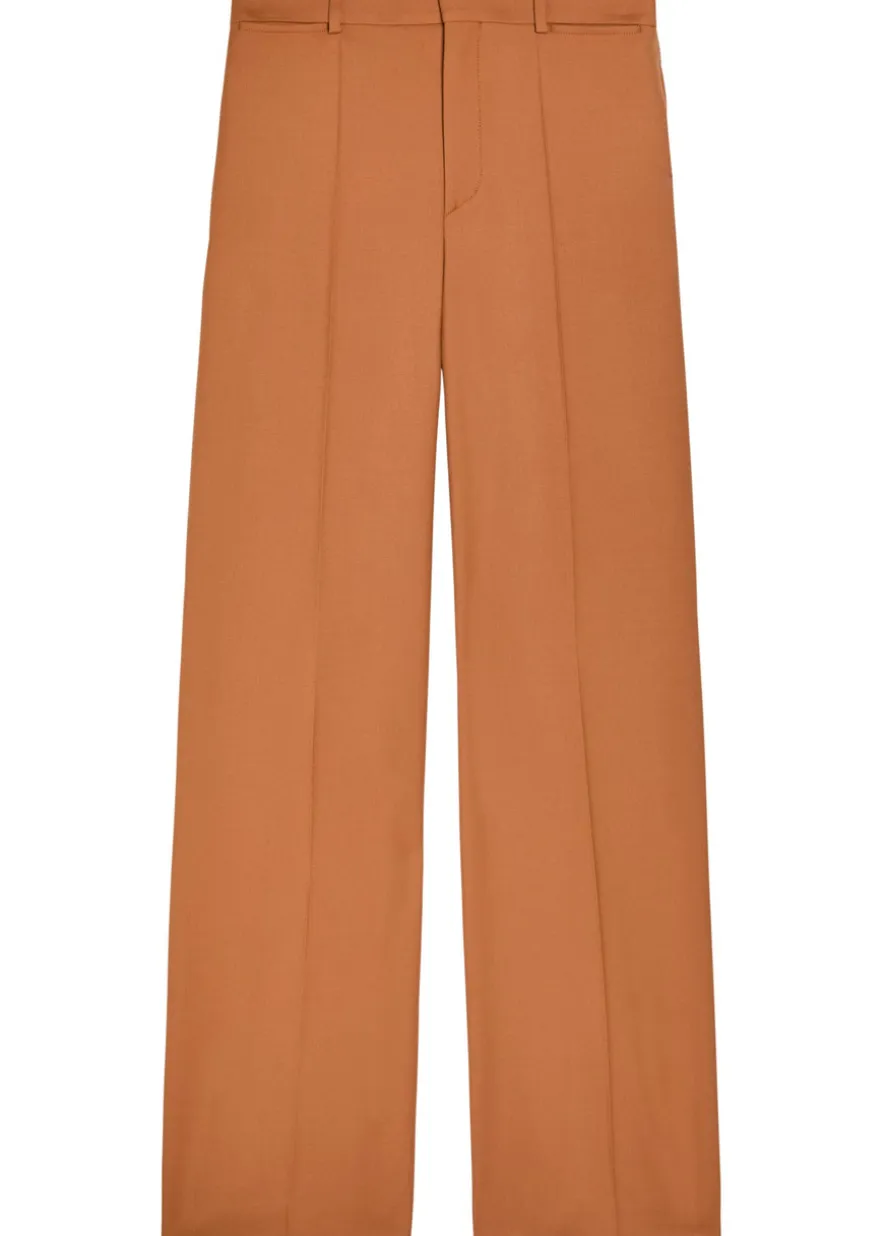 Flared-leg wool trousers