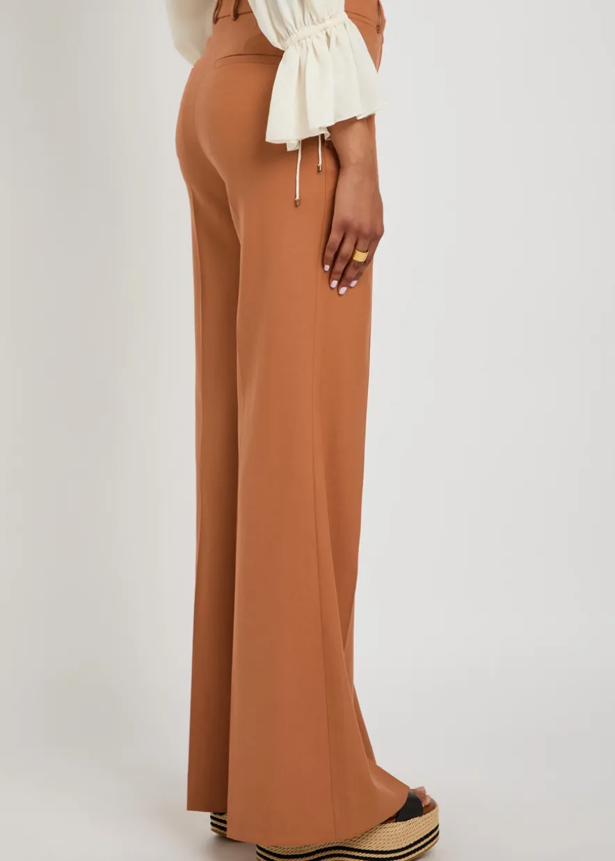 Flared-leg wool trousers