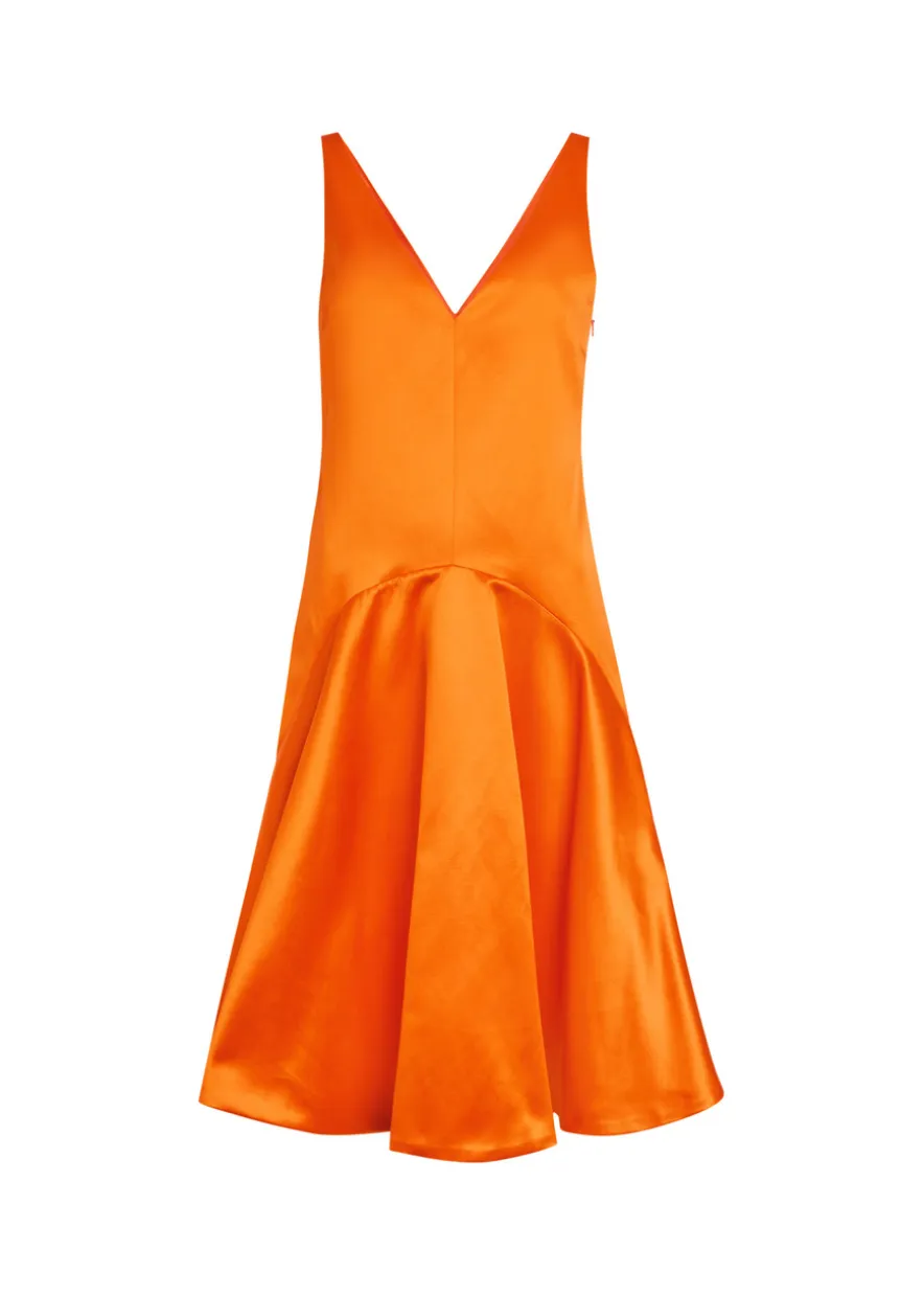 Flared satin midi dress