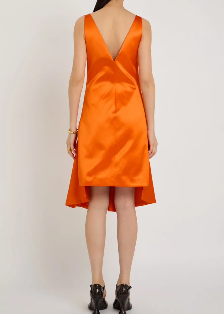 Flared satin midi dress