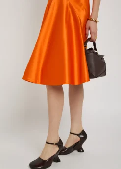 Flared satin midi dress