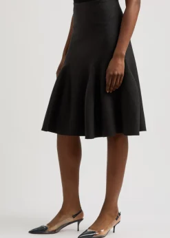 Flared wool-blend skirt