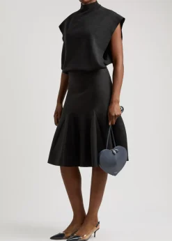 Flared wool-blend skirt