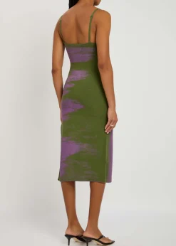 Flash Light Reflective stretch-knit midi dress