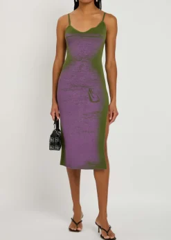 Flash Light Reflective stretch-knit midi dress