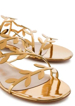 Flavia leaf metallic leather sandals