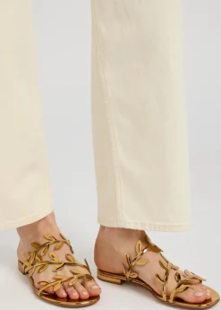 Flavia leaf metallic leather sandals