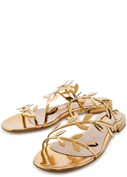 Flavia leaf metallic leather sandals