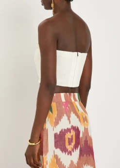 Flavia pleated cotton-blend bandeau top