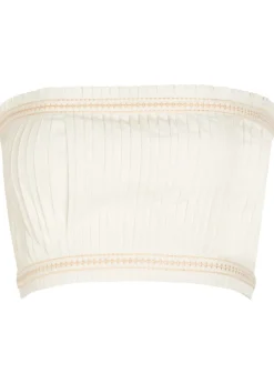 Flavia pleated cotton-blend bandeau top