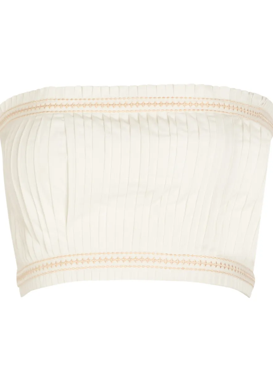 Flavia pleated cotton-blend bandeau top