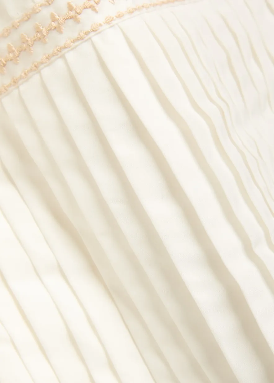Flavia pleated cotton-blend bandeau top