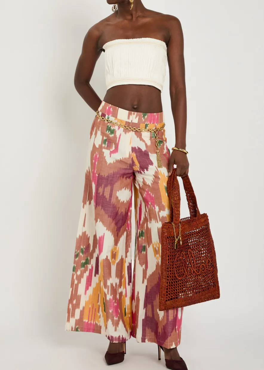 Flavia pleated cotton-blend bandeau top